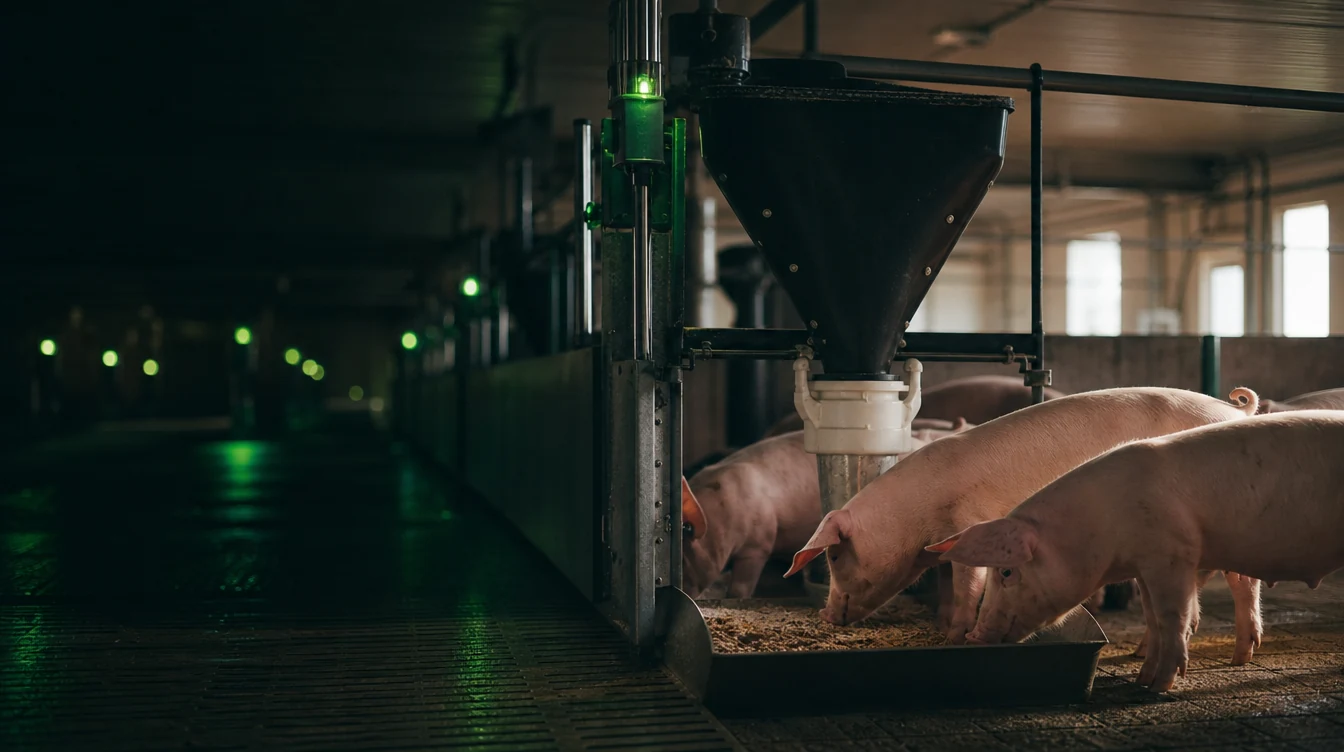 Alimentación en una instalación porcina