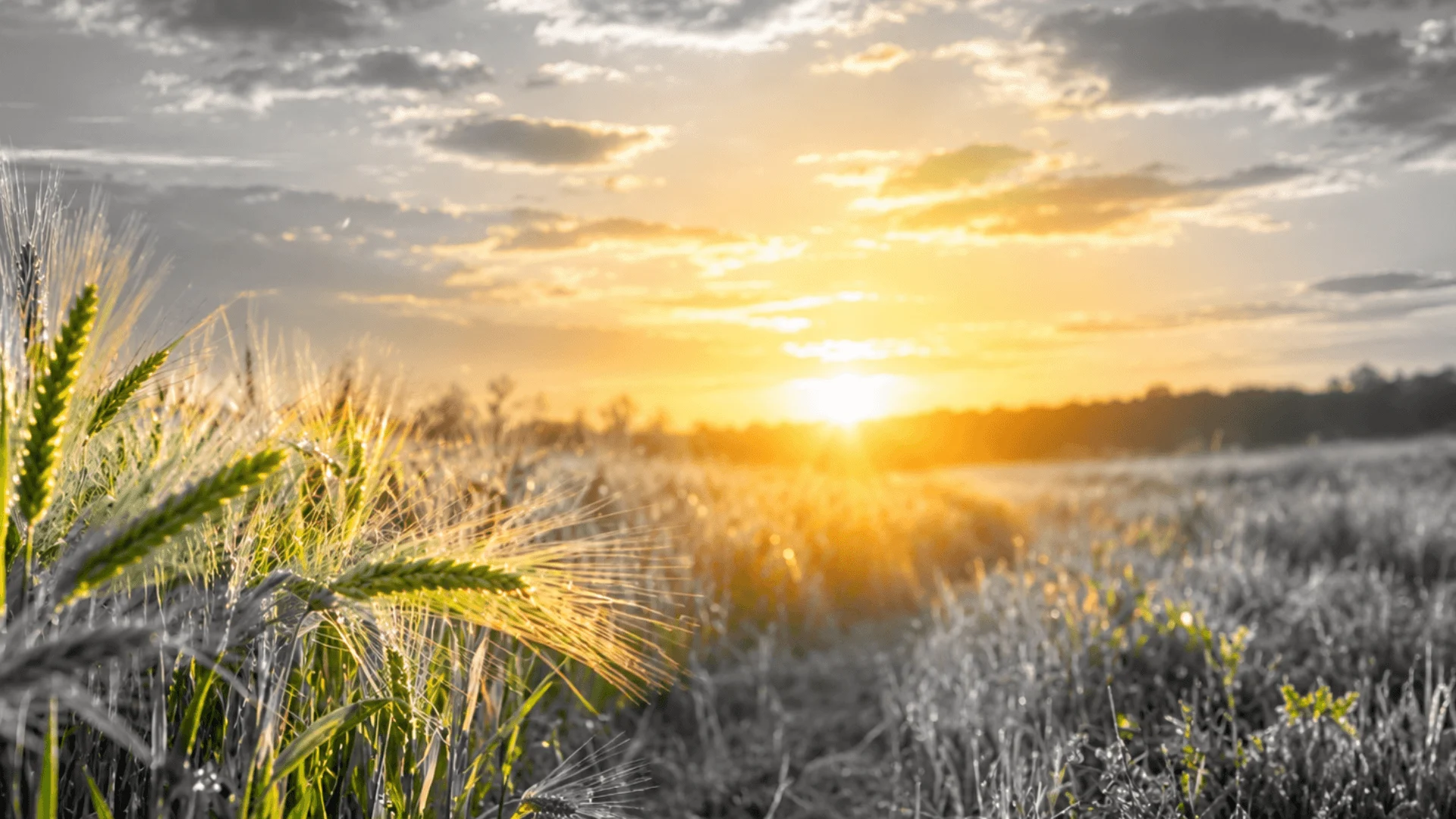 Campo de cereal al amanecer